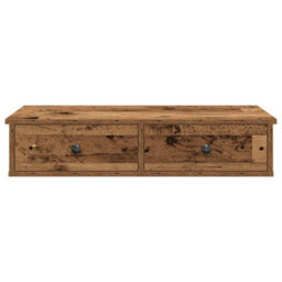 Berkfield Wall Shelf With Drawers Old Wood 80X31X17 Cm Engineered Wood - thumbnail 4
