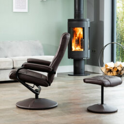 Gibson Bonded Leather And Pu Swivel Based Based Recliner And Footstool - Brown - thumbnail 4