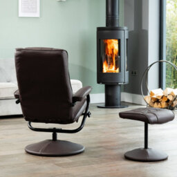 Gibson Bonded Leather And Pu Swivel Based Based Recliner And Footstool - Brown - thumbnail 5