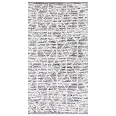 Beliani Handwoven Wool-Cotton Geometric Rug 80 X 150 Cm, Grey Beige - image 1