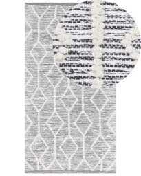 Beliani Handwoven Wool-Cotton Geometric Rug 80 X 150 Cm, Grey Beige - thumbnail 3