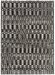 Modern Rug, Handmade Wool Rug For Bedroom, Geometric Rug, 4mm Thickness Black/white Dining Room Rug-66Cm X 200Cm (Runner) - thumbnail 1