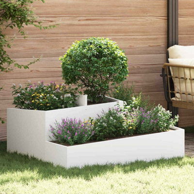 Berkfield Garden Planter White 100 X 100 X 50 Cm Steel - image 1