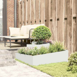Berkfield Garden Planter White 100 X 100 X 50 Cm Steel - thumbnail 4