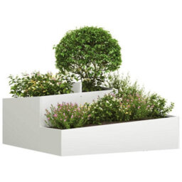 Berkfield Garden Planter White 100 X 100 X 50 Cm Steel - thumbnail 3