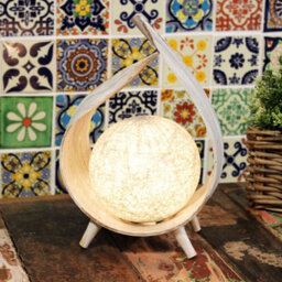 Serenityy Natural Coconut Shell Table Lamp - Whitewash Wrap-Over, Handmade Indonesian Artisanal Lighting, 350 G - thumbnail 2