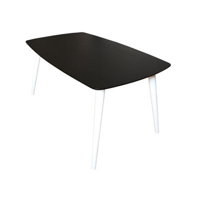 Orsina Black Ash Veneer Dining Table, Modern Rubberwood, Modern Black And White Dining Table, Wooden Dining Table - image 1