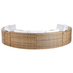 Beliani Garden Lounge Set With Table 9 Seater Severo Pe Rattan Golden Brown - thumbnail 6