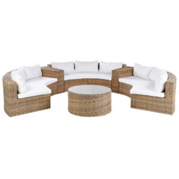 Beliani Garden Lounge Set With Table 9 Seater Severo Pe Rattan Golden Brown - thumbnail 1