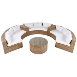 Beliani Garden Lounge Set With Table 9 Seater Severo Pe Rattan Golden Brown - thumbnail 4