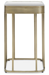 Orsina Mirrored Top Side Table With Gold Polished Frame, Modern Accent Table With Mirrored Glass Top, Side Table