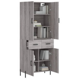 Berkfield Highboard Grey Sonoma 69.5X34X180 Cm Engineered Wood - thumbnail 3