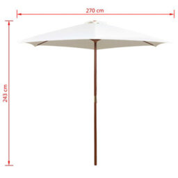 Berkfield Parasol 270X270 Cm Wooden Pole Cream White - thumbnail 6