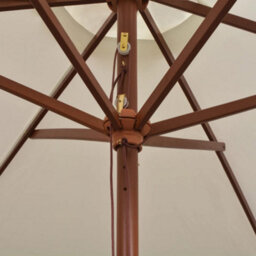 Berkfield Parasol 270X270 Cm Wooden Pole Cream White - thumbnail 5
