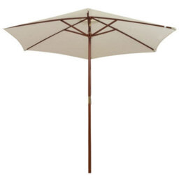 Berkfield Parasol 270X270 Cm Wooden Pole Cream White - thumbnail 2