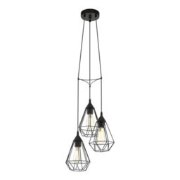 Eglo Tarbes Black Metal Triple Pendant Cluster Ceiling Light, Geometric Design (D) 31Cm - thumbnail 3