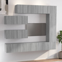 Berkfield Classic 7 Piece Tv Cabinet Set Grey Sonoma Engineered Wood - thumbnail 2