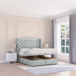 "Sloomy Dior Silver Naples 4Ft6 Ottoman Bed End Opening With Sprung Memory Mattress & 54"" Headboard-Double" - thumbnail 1
