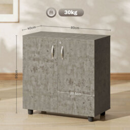 Vinsetto 2-Tier Locking Filing Cabinet Office Storage Cabinet, Grey - thumbnail 3