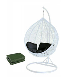 D Pro T Homeware Rattan Swing Egg Chair White Outdoor Garden Patio Hanging Furniture - thumbnail 2