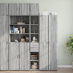 Berkfield Slim Storage Cabinet Grey Sonoma 30X42.5X225 Cm Engineered Wood