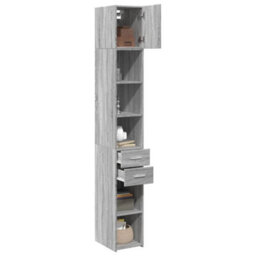 Berkfield Slim Storage Cabinet Grey Sonoma 30X42.5X225 Cm Engineered Wood - thumbnail 3