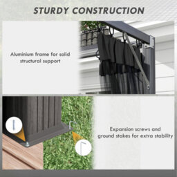 Outsunny 3 X 3 M Pergola With Retractable Roof And Netting, Dark Grey - thumbnail 6