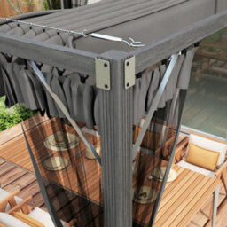 Outsunny 3 X 3 M Pergola With Retractable Roof And Netting, Dark Grey - thumbnail 7