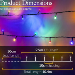 Christow Christmas Indoor/outdoor Battery Led String Lights Green Cable Multi Colour - 100 - thumbnail 3