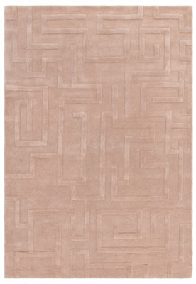 Handmade Modern Blush Abstract Wool Easy To Clean Rug For Living Room & Bedroom-200Cm X 290Cm - image 1
