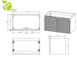 Impact Furniture Bathroom Vanity Unit 600mm Wall Cabinet Floating Fluted Ribbed 2 Door Green White Cara - thumbnail 5