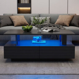 Coffee Table With Open Storage, 2 Drawers And Led Lights - thumbnail 3