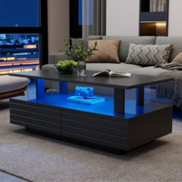 Coffee Table With Open Storage, 2 Drawers And Led Lights - thumbnail 4