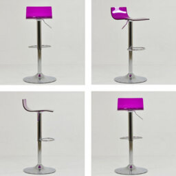 Lakeland Furniture Crystal Purple Acrylic Chrome Adjustable Base Bar Stool - thumbnail 2
