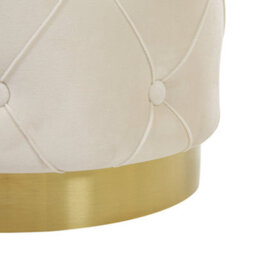 Beliani Velvet Storage Pouffe - White Velvet With Gold Base, Button-Tufted, Lift-Top Storage - thumbnail 6