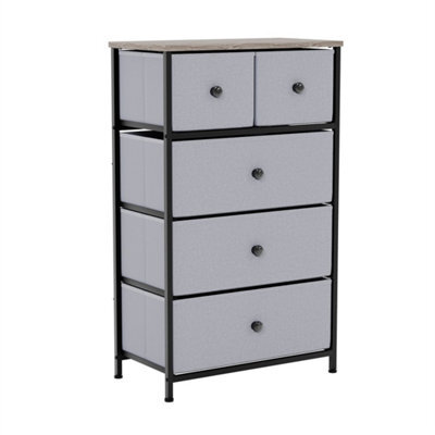 Beige & Grey 4 Drawer Chest Of Drawers Fabric Storage - image 1