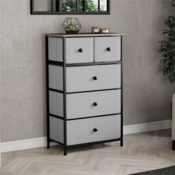 Beige & Grey 4 Drawer Chest Of Drawers Fabric Storage - thumbnail 6