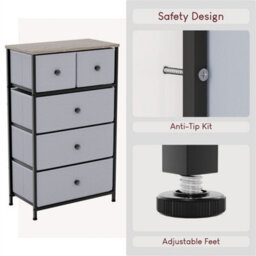 Beige & Grey 4 Drawer Chest Of Drawers Fabric Storage - thumbnail 3