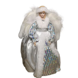 Samuel Alexander 30Cm Premier Christmas Tree Topper Angel Decoration In White & Silver - thumbnail 5