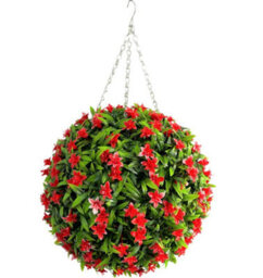 Best Artificial 38Cm Red Lily Hanging Basket Flower Topiary Ball - Suitable For Outdoor Use - Weather & Fade Resistant - thumbnail 2