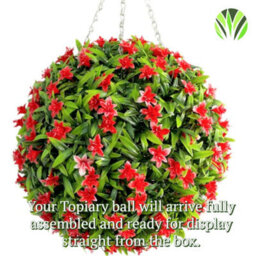 Best Artificial 38Cm Red Lily Hanging Basket Flower Topiary Ball - Suitable For Outdoor Use - Weather & Fade Resistant - thumbnail 8
