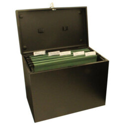 Metal Lockable A4 File Box With 5 Suspension Files - Store & Organise Paperwork & Important Documents - Black, H30 X W37 X D22Cm - thumbnail 3