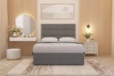 Somnior Beds Somnior Chambery Silver Linen Hybrid Pocket Sprung Orthopaedic Divan Bed Set With Upholstered Headboard - image 1