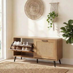 Shoe Storage Cabinet Narrow Freestanding Shoe Organizer With 2 Flip Drawers - thumbnail 3