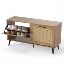 Shoe Storage Cabinet Narrow Freestanding Shoe Organizer With 2 Flip Drawers - thumbnail 1