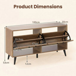 Shoe Storage Cabinet Narrow Freestanding Shoe Organizer With 2 Flip Drawers - thumbnail 2