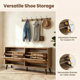 Shoe Storage Cabinet Narrow Freestanding Shoe Organizer With 2 Flip Drawers - thumbnail 5