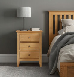 Hallowood Furniture Aston 3 Drawer Bedside Table - thumbnail 1