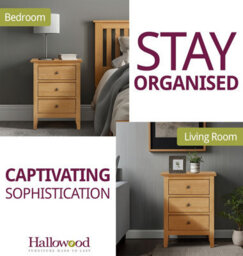 Hallowood Furniture Aston 3 Drawer Bedside Table - thumbnail 6