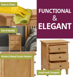 Hallowood Furniture Aston 3 Drawer Bedside Table - thumbnail 4